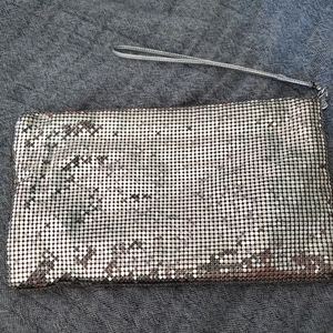 Whiting and Davis Silver Evening Clutch Wristlet